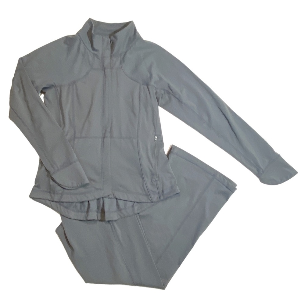 Soybu Athleisure Gray Yoga Set Pants and Pleated Peplum Jacket Women’s SZ small - Picture 1 of 16